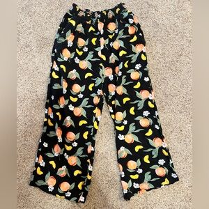 H&M Black and Orange Pajama Bottoms with Culinary Print